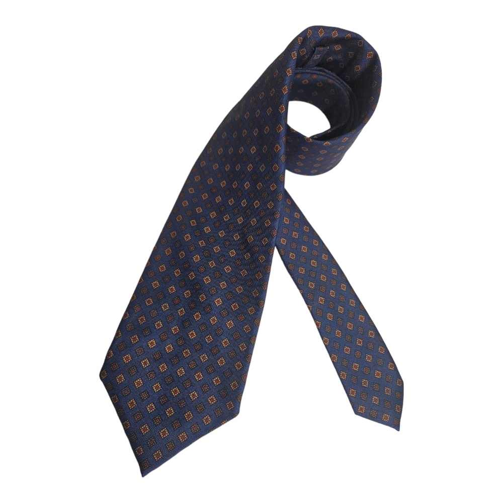 🆕️SPADA XL SEVENFOLD RARE Blue Geometric Silk LUXURY Tie HANDMADE ITALY